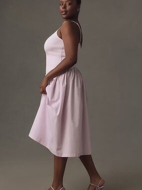 Maeve Anthropologie Balletcore Ribbed Poplin Twofer Midi Dress NWT 2X